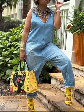 Light Blue Denim Overalls - Women Jeans Size XL, new In Bag!